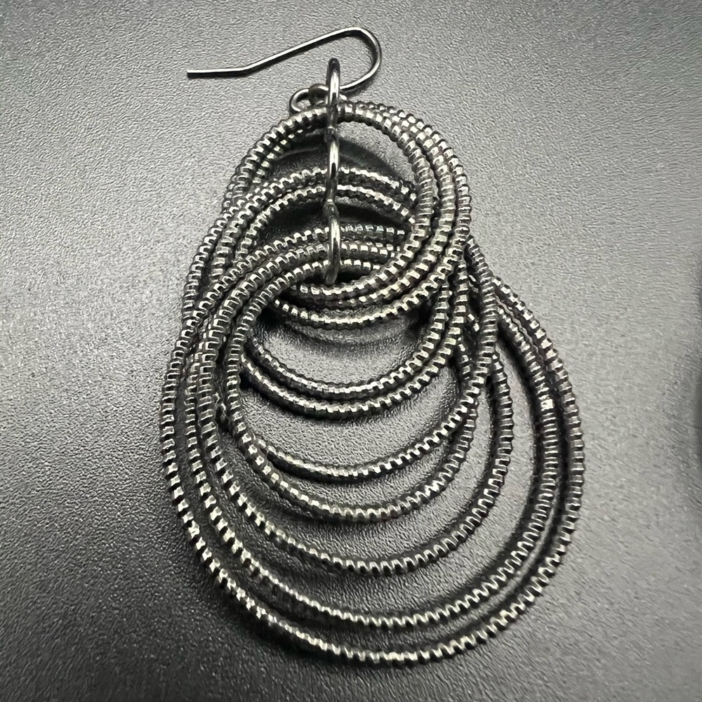 Lia Sophia Voltage Earrings in Black Textured Glam Dangle Statement - Picture 2 of 3
